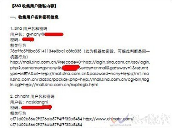 360竊取用戶隱私證據曝光：涉及百萬用戶帳號