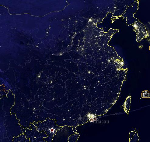 中國夜景衛星圖