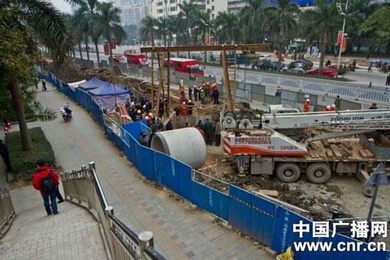 南寧地鐵塌方報(bào)道有誤，發(fā)生塌方事故的是南寧市政污水管線工地