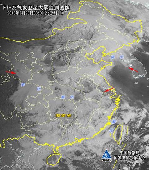 大霧天氣衛(wèi)星云圖