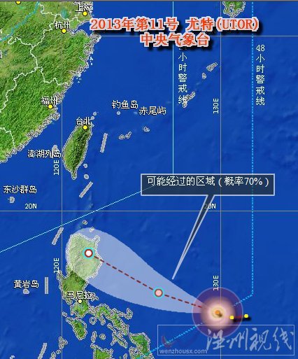 2013年11號臺風尤特路徑圖