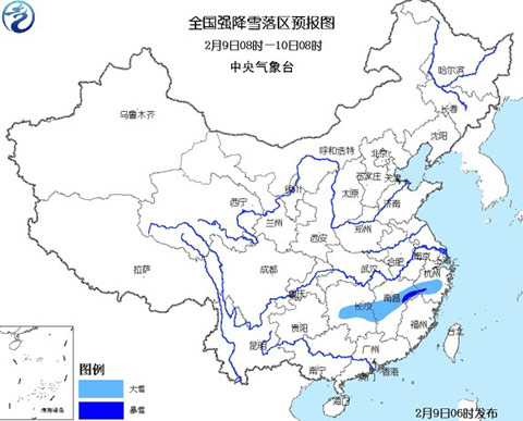 今明兩天江西浙江暴雪區域預報圖