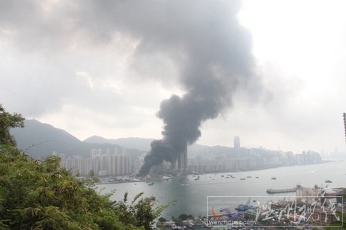 香港維多利亞港失火