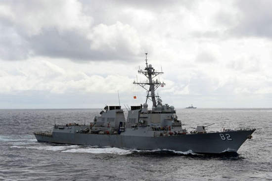 圖為美軍拉森號驅逐艦。