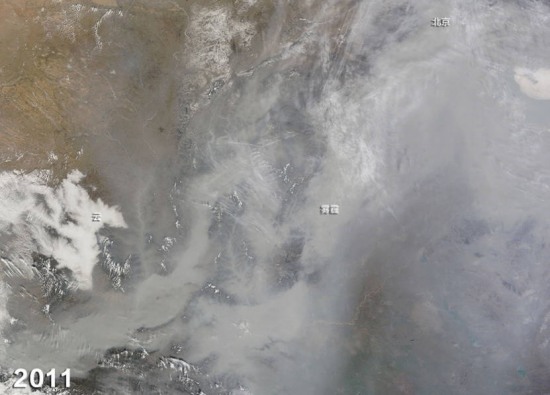 NASA拍北京霧霾