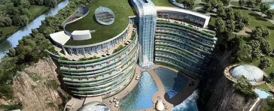 中國(guó)再造建筑奇跡 上海深坑酒店