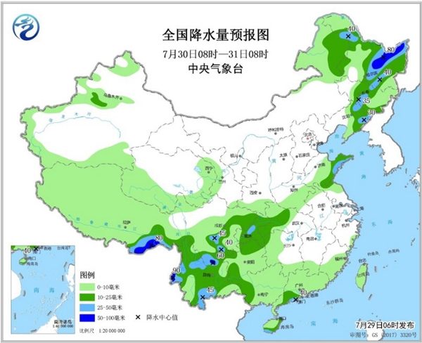 東北西南局地大暴雨 南方高溫持續(xù)夜溫近30℃
